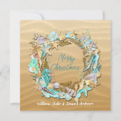 Tropisch strand schelpen zeester zanddollar feestdagenkaart (Voorkant)