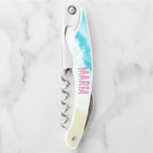 Tropisch strand Schilderen Blauwe Zomer Water Kurkentrekker (Voorkant)