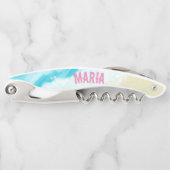 Tropisch strand Schilderen Blauwe Zomer Water Kurkentrekker (Voorkant)