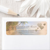 Tropisch strand seapaarden in liefde, hart etiket (Insitu)