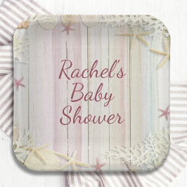 Tropisch strand Seashell Baby shower Boho Chic Papieren Bordje