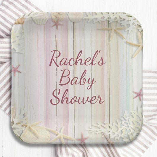 Tropisch strand Seashell Baby shower Boho Chic Papieren Bordje