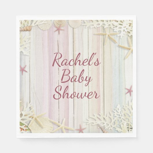 Tropisch strand Seashell Baby shower Boho Chic Servet (Voorkant)