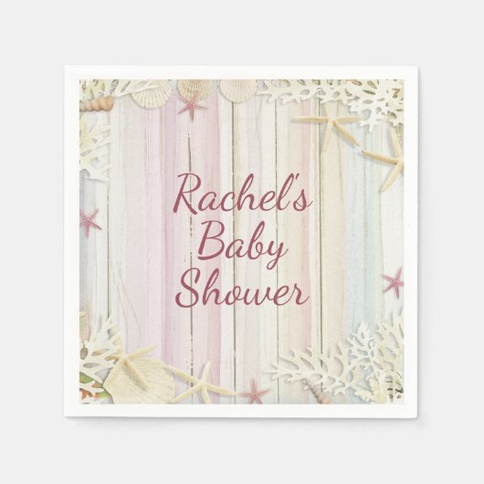 Tropisch strand Seashell Baby shower Boho Chic Servet (Voorkant)