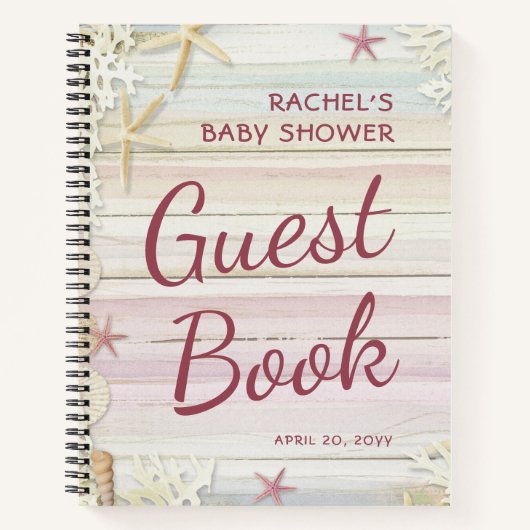 Tropisch strand Seashell Baby shower Guest Book Notitieboek (Voorkant)