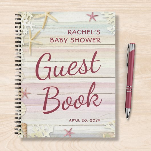 Tropisch strand Seashell Baby shower Guest Book Notitieboek