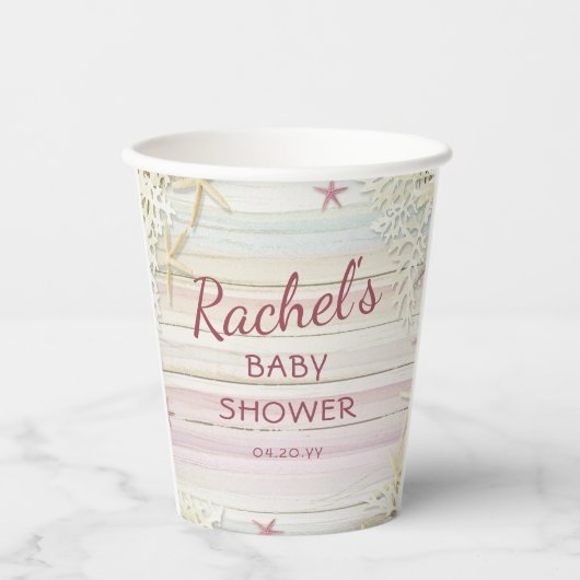 Tropisch strand Seashell Modern Boho Baby shower Papieren Bekers (Voorkant)