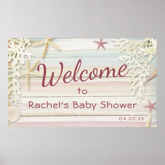 Tropisch strand Seashell Modern Boho Baby shower Poster (Voorkant)