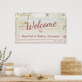 Tropisch strand Seashell Modern Boho Baby shower Poster