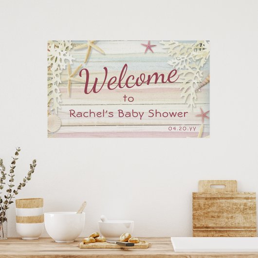 Tropisch strand Seashell Modern Boho Baby shower Poster (Keuken)