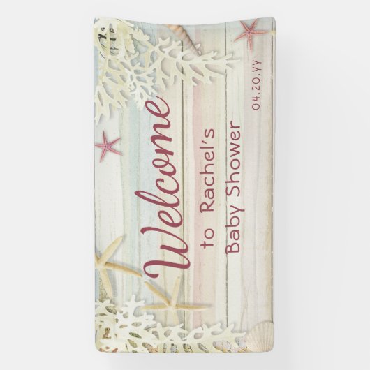 Tropisch strand Seashell Modern Boho Baby shower Spandoek (Verticaal)