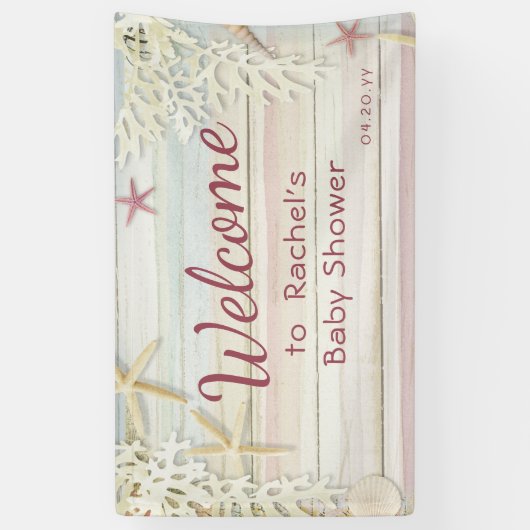 Tropisch strand Seashell Modern Boho Baby shower Spandoek (Verticaal)