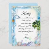 Tropisch strand Seashell Wedding Maid of Honor Kaart (Voorkant / Achterkant)