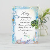 Tropisch strand Seashell Wedding Maid of Honor Kaart (Staand voorkant)
