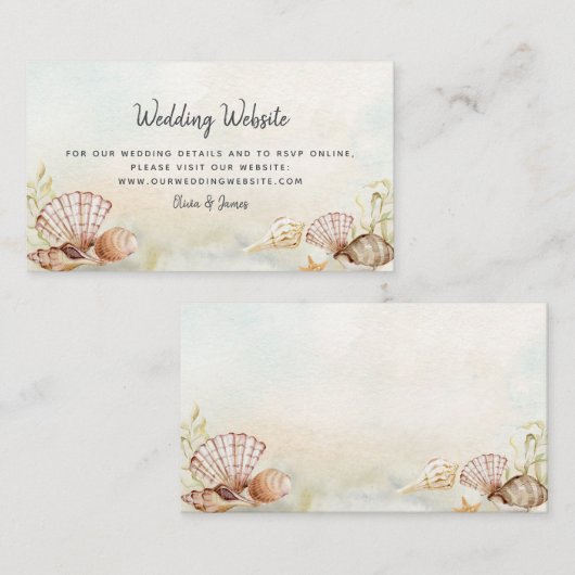 Tropisch strand Seashells Coastal Weddenschap Webs Informatiekaartje (Voorkant / Achterkant)
