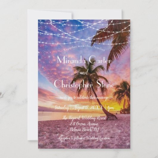 Tropisch strand Seaside Destination Wedding Kaart (Voorkant)