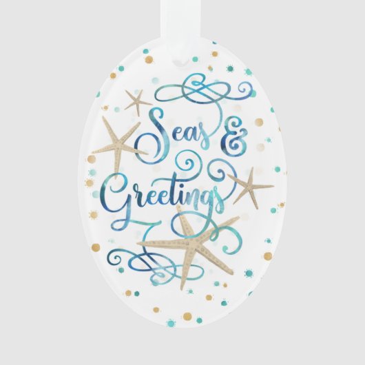 Tropisch strand SEAsons Greetings Optionele foto Ornament (voorkant)