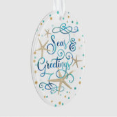 Tropisch strand SEAsons Greetings Optionele foto Ornament (voorkant)