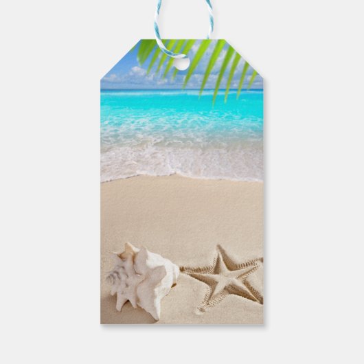 Tropisch strand, Seastar, Seashell Dank je Cadeaulabel (Achterkant)