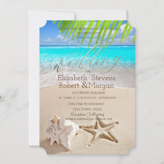 Tropisch strand, Seastar, Seashell Kaart (Voorkant)