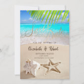 Tropisch strand, Seastar, Seashell sparen de Datum Save The Date (Voorkant)