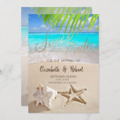 Tropisch strand, Seastar, Seashell sparen de Datum Save The Date (Voorkant / Achterkant)