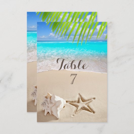 Tropisch strand, Seastar, Seashell Table Kaart (Voorkant / Achterkant)