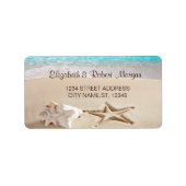 Tropisch strand, Seastar, Seashell Weddenlabel Etiket (Voorkant)