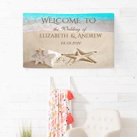Tropisch strand, Seastar, Seashell Wedding Banner (Insitu)