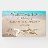 Tropisch strand, Seastar, Seashell Wedding Banner (Horizontaal)