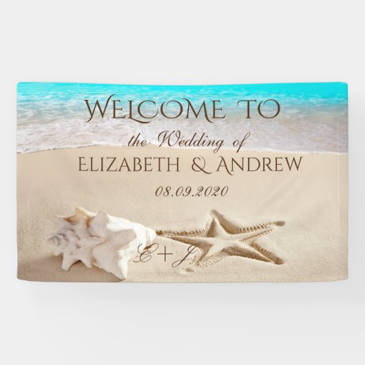 Tropisch strand, Seastar, Seashell Wedding Banner (Horizontaal)