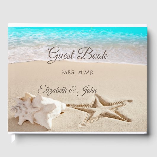 Tropisch strand, Seastar, Seashell Wedding Gastenboek (Voorkant)