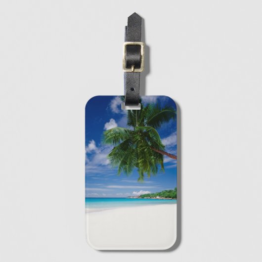 Tropisch strand | Seychellen Bagagelabel (Voorkant (verticaal))