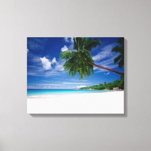 Tropisch strand | Seychellen Canvas Afdruk (Voorkant)