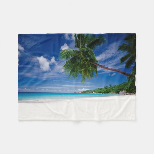 Tropisch strand | Seychellen Fleece Deken (Voorkant (Horizontaal))