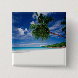 Tropisch strand   Seychellen Vierkante Button 5,1 Cm