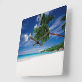 Tropisch strand | Seychellen Vierkante Klok (Hoek)