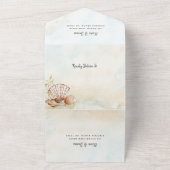 Tropisch strand Shells Destination Wedding All In One Uitnodiging (Buitenkant)