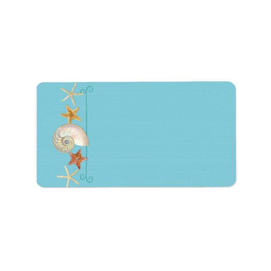 Tropisch strand Shells Starfish Nautilus Summer Etiket (Voorkant)