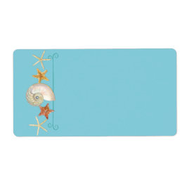 Tropisch strand Shells Starfish Nautilus Summer Etiket