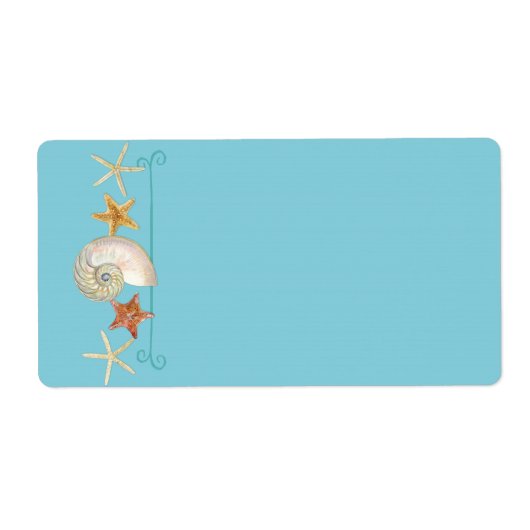 Tropisch strand Shells Starfish Nautilus Summer Etiket (Voorkant)