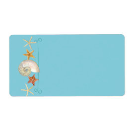 Tropisch strand Shells Starfish Nautilus Summer Etiket