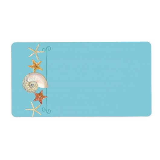 Tropisch strand Shells Starfish Nautilus Summer Etiket (Voorkant)