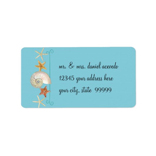 Tropisch strand Shells Starfish Nautilus Summer Etiket (Voorkant)