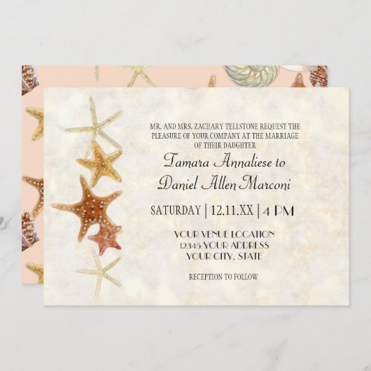 Tropisch strand Shells Starfish Nautilus Summer Kaart (Voorkant / Achterkant)