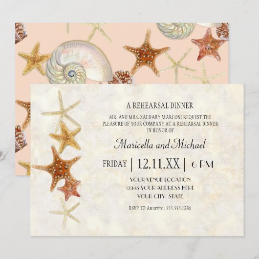 Tropisch strand Shells Starfish Nautilus Summer Kaart (Voorkant / Achterkant)