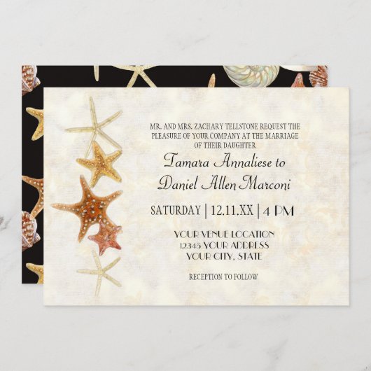 Tropisch strand Shells Starfish Nautilus Summer Kaart (Voorkant / Achterkant)