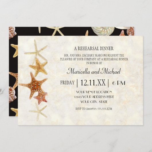 Tropisch strand Shells Starfish Nautilus Summer Kaart (Voorkant / Achterkant)