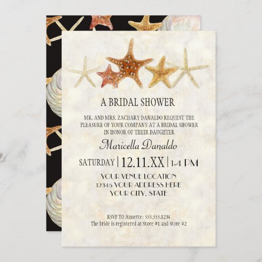 Tropisch strand Shells Starfish Nautilus Summer Kaart (Voorkant / Achterkant)