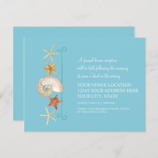 Tropisch strand Shells Starfish Nautilus Summer Kaart (Voorkant / Achterkant)